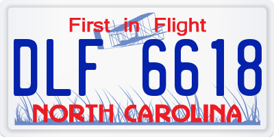 NC license plate DLF6618