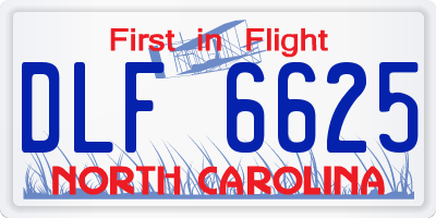 NC license plate DLF6625