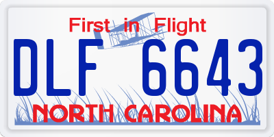 NC license plate DLF6643
