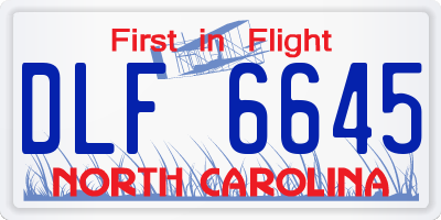 NC license plate DLF6645