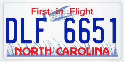 NC license plate DLF6651