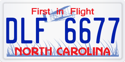NC license plate DLF6677