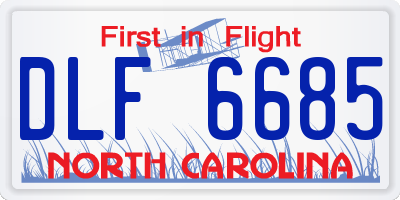 NC license plate DLF6685