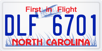 NC license plate DLF6701