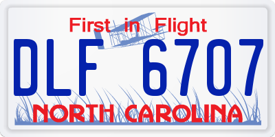 NC license plate DLF6707