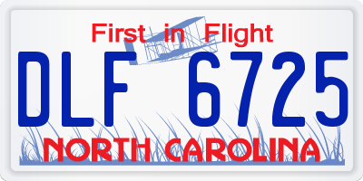 NC license plate DLF6725