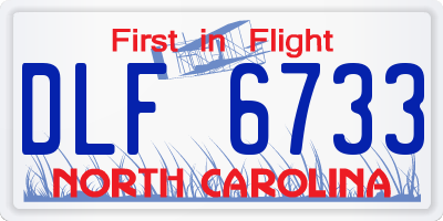 NC license plate DLF6733