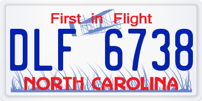 NC license plate DLF6738