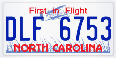 NC license plate DLF6753