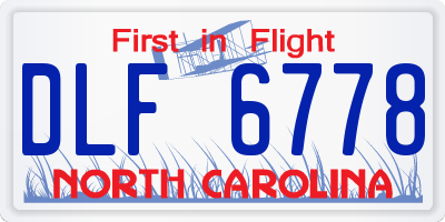 NC license plate DLF6778