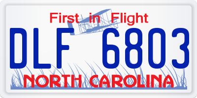 NC license plate DLF6803