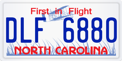 NC license plate DLF6880