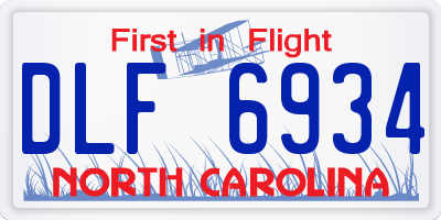 NC license plate DLF6934