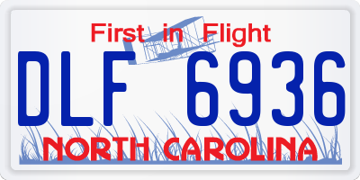 NC license plate DLF6936
