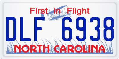NC license plate DLF6938