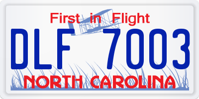 NC license plate DLF7003