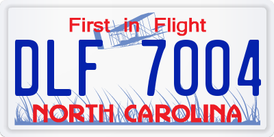 NC license plate DLF7004