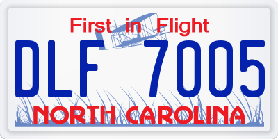 NC license plate DLF7005