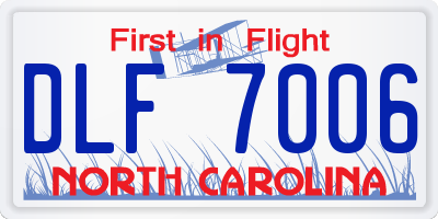 NC license plate DLF7006