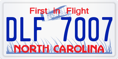 NC license plate DLF7007