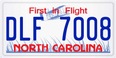 NC license plate DLF7008