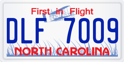 NC license plate DLF7009