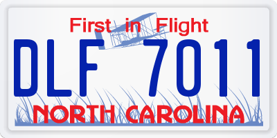NC license plate DLF7011