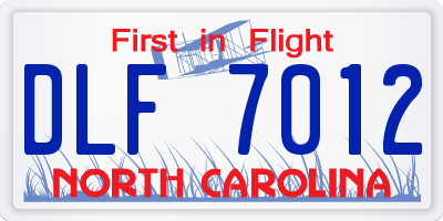 NC license plate DLF7012