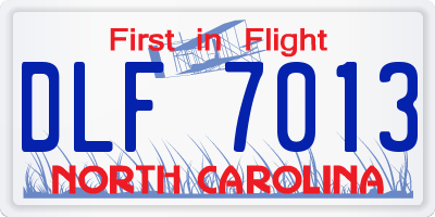 NC license plate DLF7013