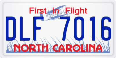 NC license plate DLF7016