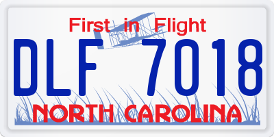 NC license plate DLF7018
