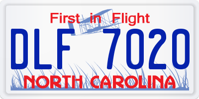 NC license plate DLF7020