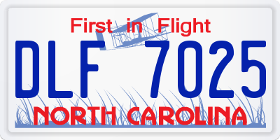 NC license plate DLF7025
