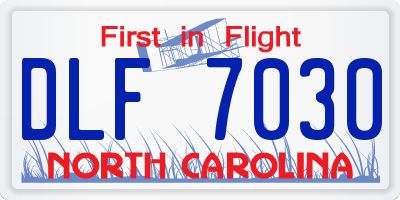 NC license plate DLF7030