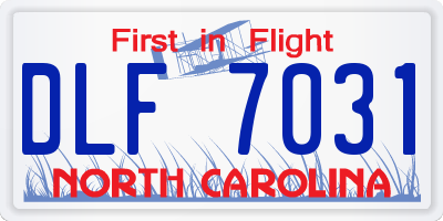 NC license plate DLF7031