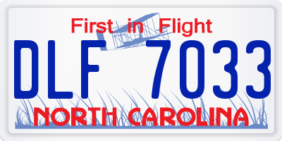 NC license plate DLF7033