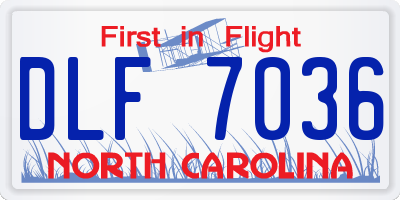 NC license plate DLF7036