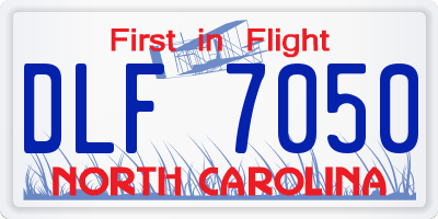 NC license plate DLF7050