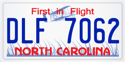 NC license plate DLF7062