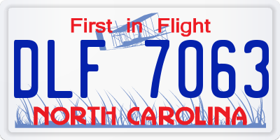 NC license plate DLF7063