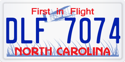 NC license plate DLF7074