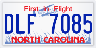 NC license plate DLF7085
