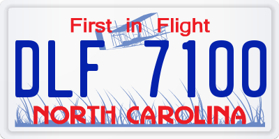 NC license plate DLF7100