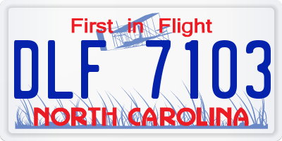 NC license plate DLF7103