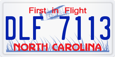 NC license plate DLF7113