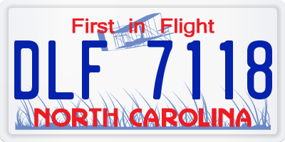 NC license plate DLF7118