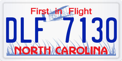 NC license plate DLF7130