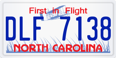 NC license plate DLF7138