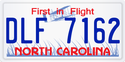 NC license plate DLF7162
