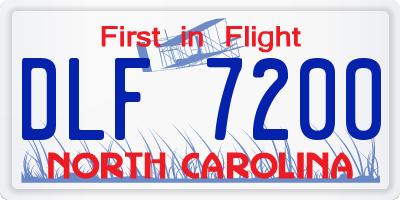 NC license plate DLF7200
